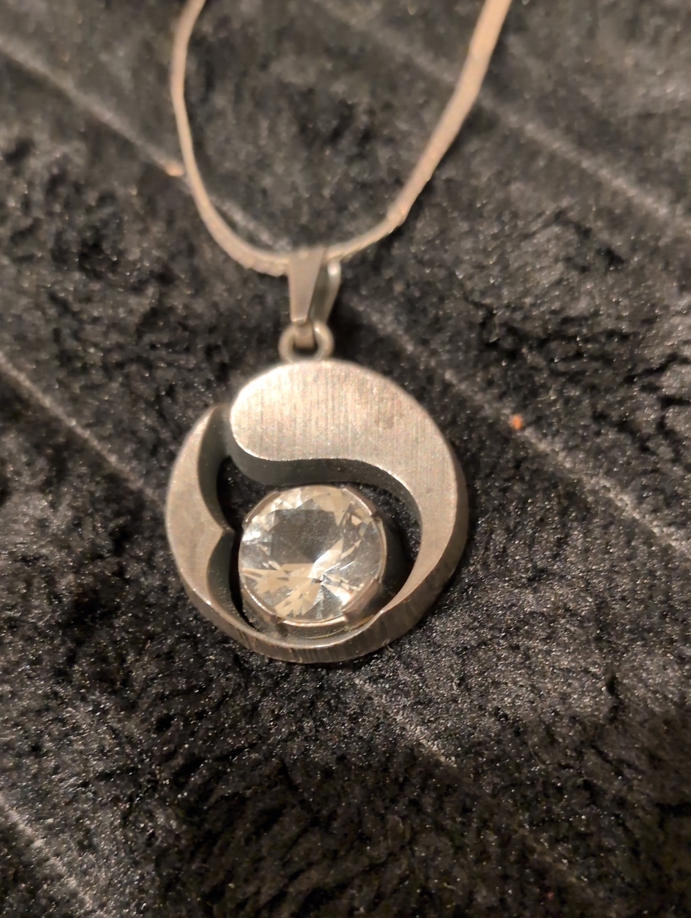 Karl Laine Finland Sterling Modernist 925 Silver and Crystal Necklace